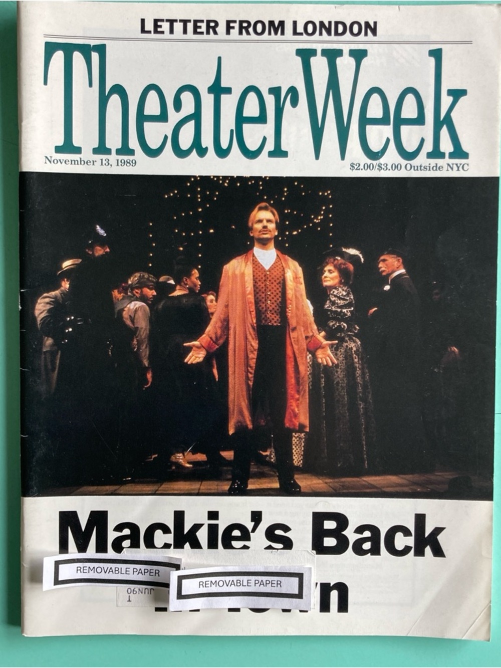 Sting The Threepenny Opera Theater Week Magazine November 13 1989 Label Attached